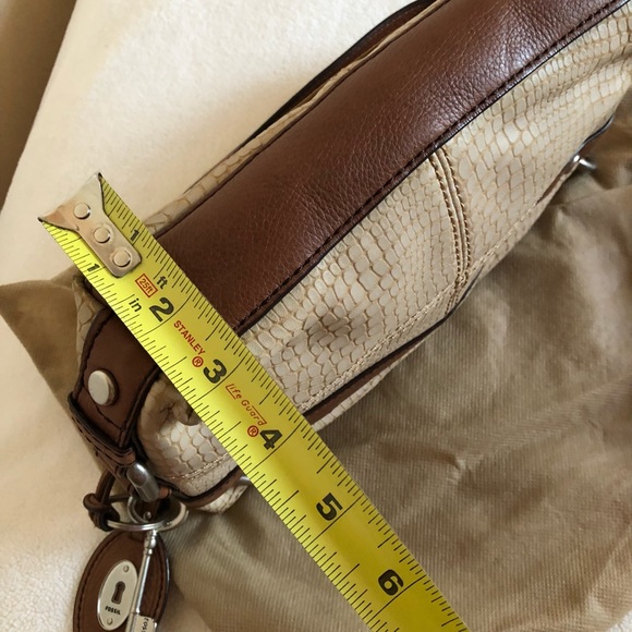 FOSSIL MADDOX SNAKE PRINT TAN/BROWN LEATHER 👜 - Picture 10 of 17